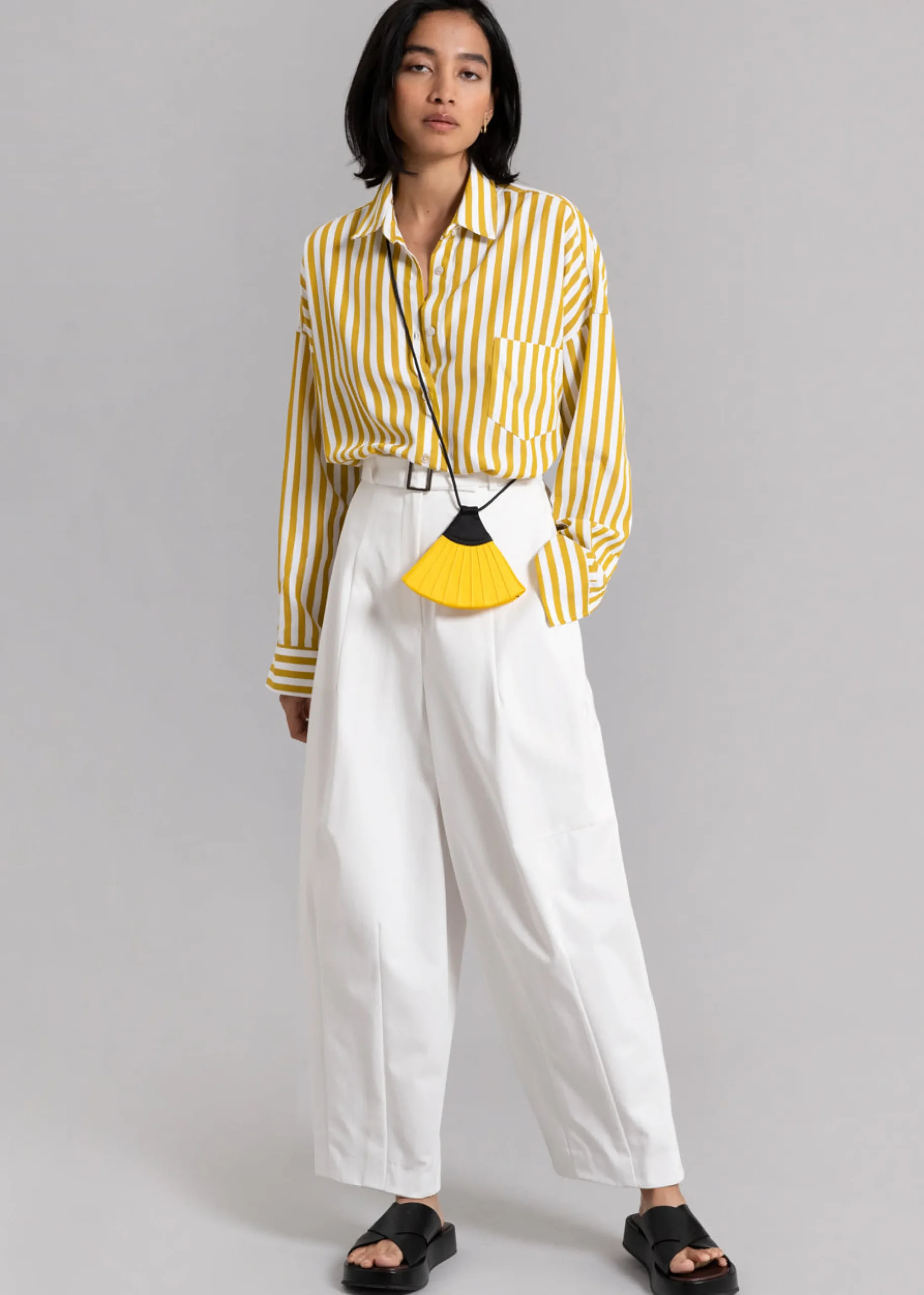 The Frankie Shop Lui Stripe Shirt Gold Yellow Outlet