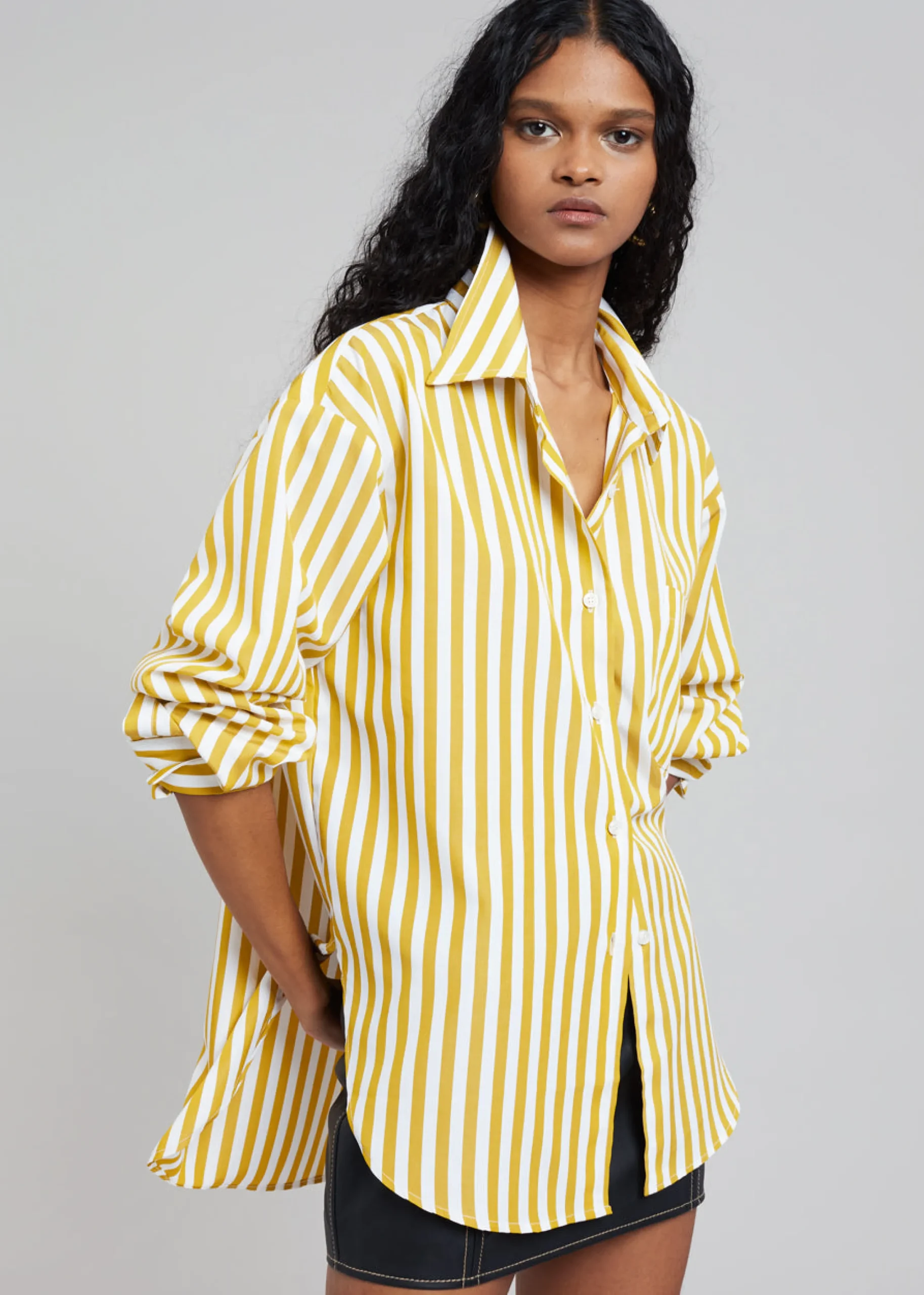 The Frankie Shop Lui Stripe Shirt Gold Yellow Outlet