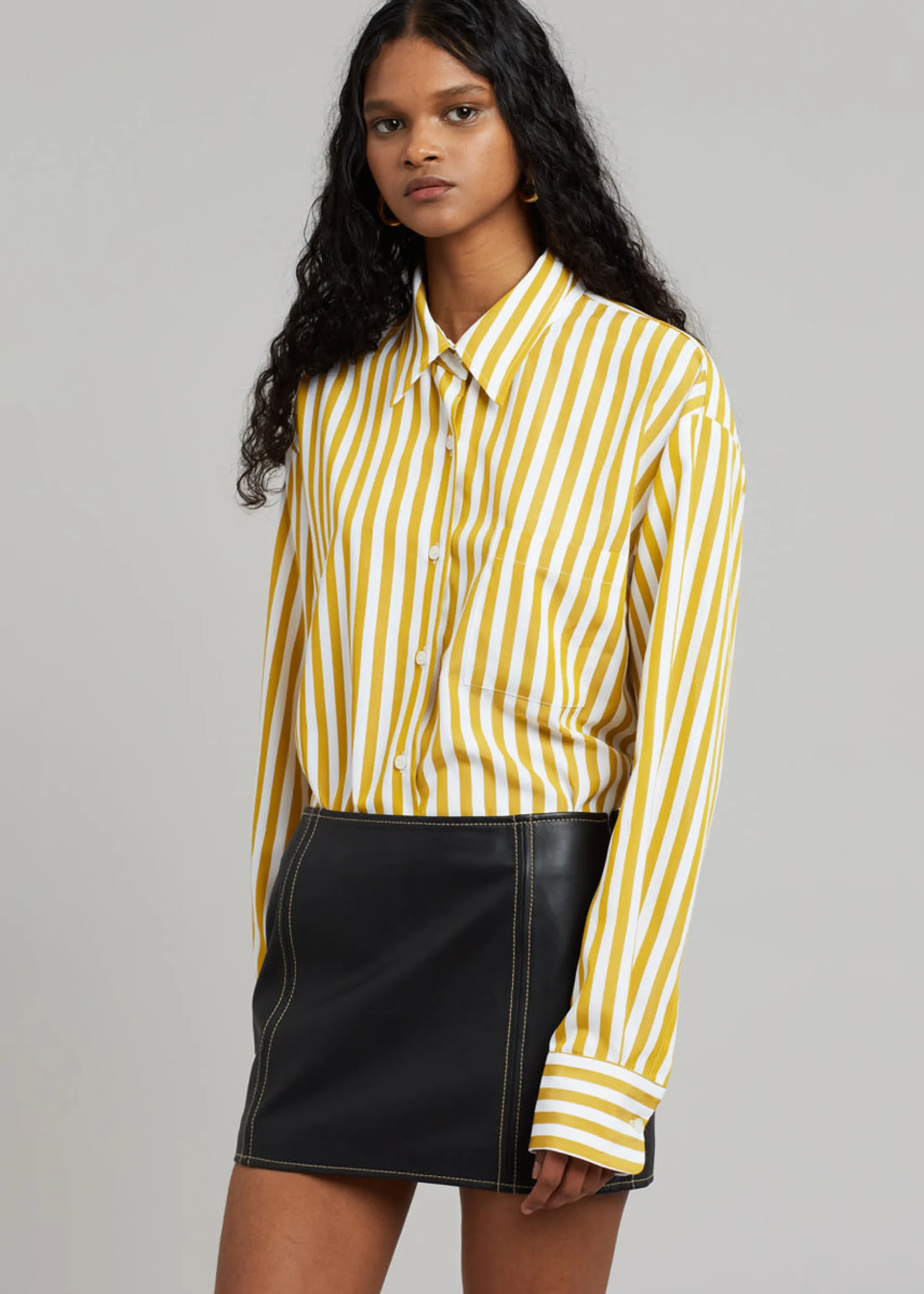 The Frankie Shop Lui Stripe Shirt Gold Yellow Outlet