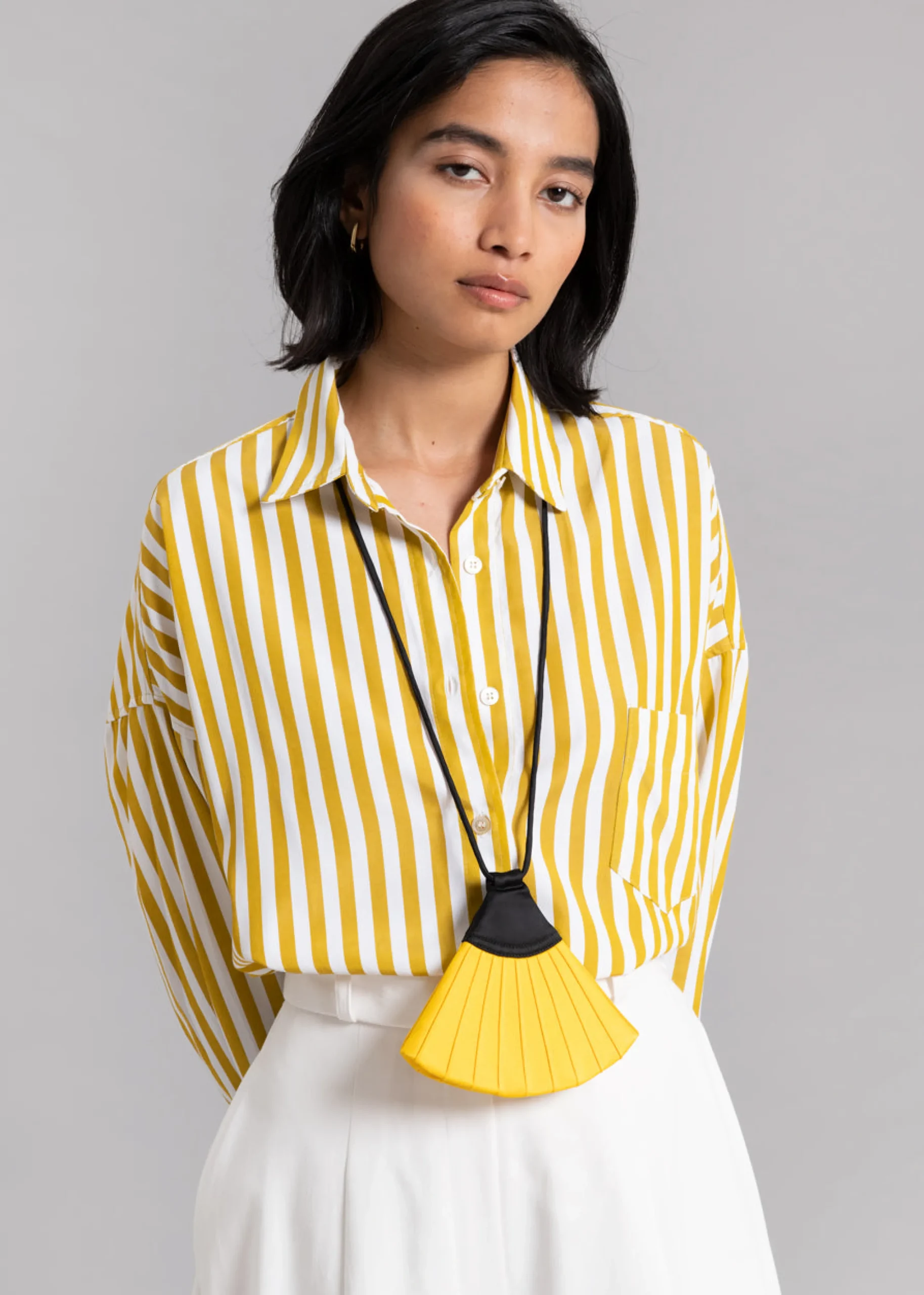 The Frankie Shop Lui Stripe Shirt Gold Yellow Outlet