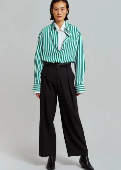 The Frankie Shop Lui Stripe Shirt Green Hot