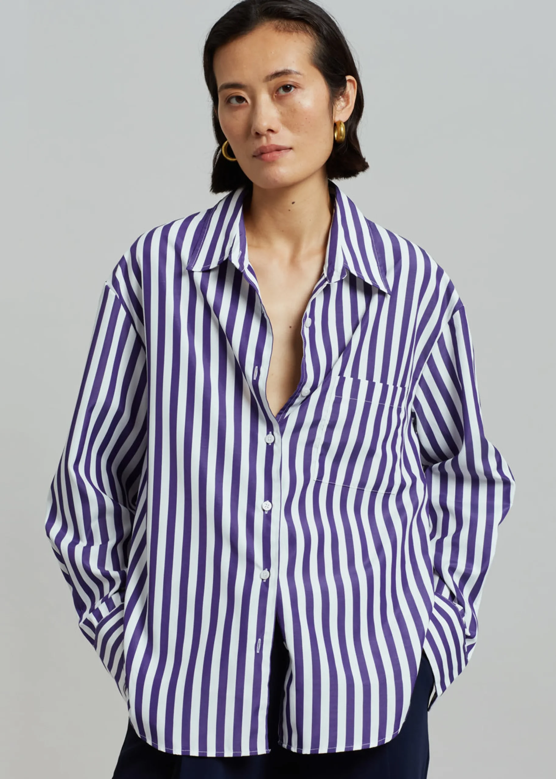 The Frankie Shop Lui Stripe Shirt Deep Blue Hot
