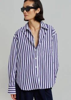 The Frankie Shop Lui Stripe Shirt Deep Blue Hot