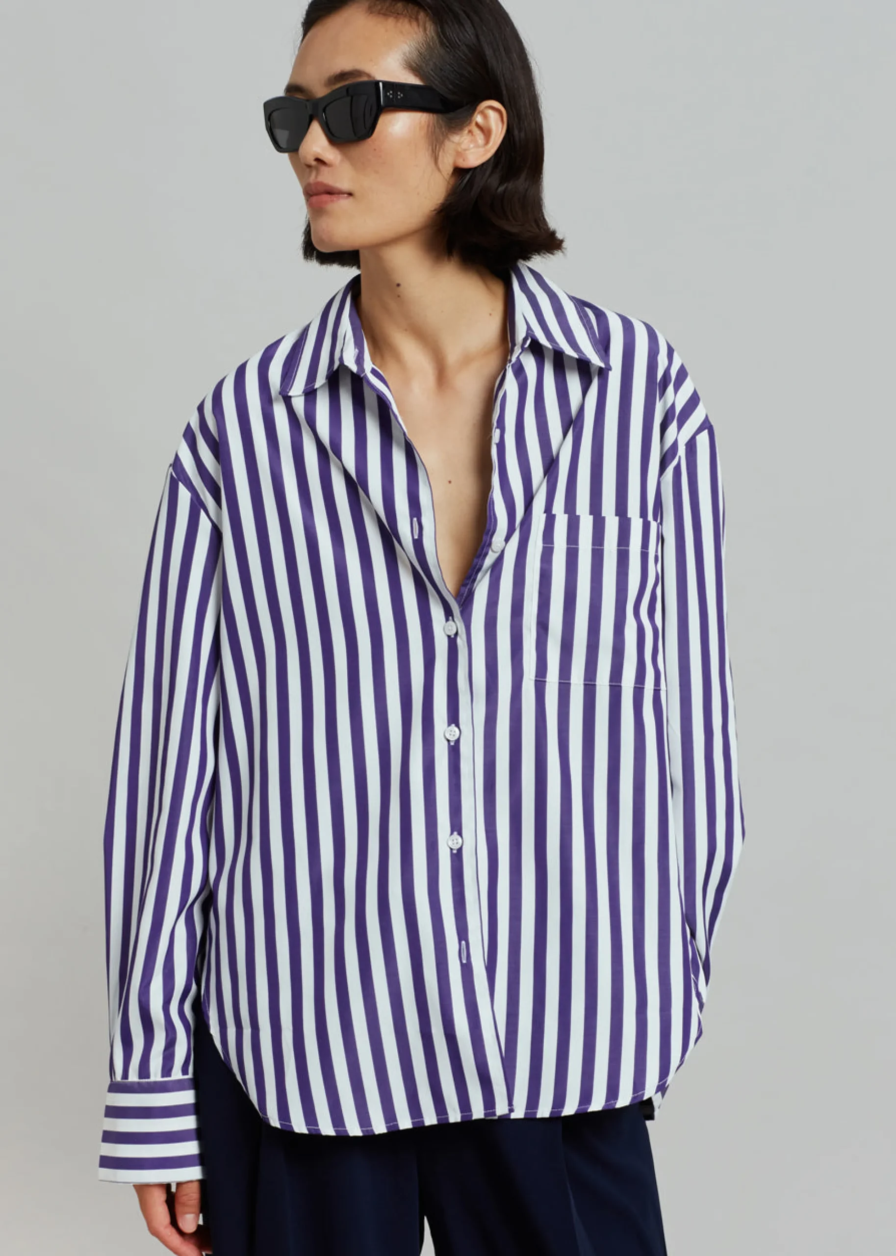 The Frankie Shop Lui Stripe Shirt Deep Blue Hot