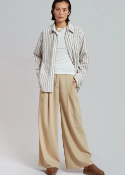 The Frankie Shop Lui Stripe Shirt Sand