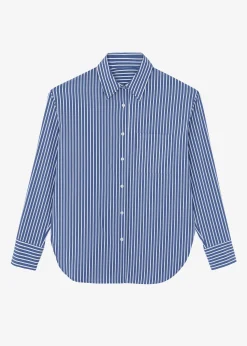 The Frankie Shop Lui Thin Stripe Shirt Navy Stripe Clearance