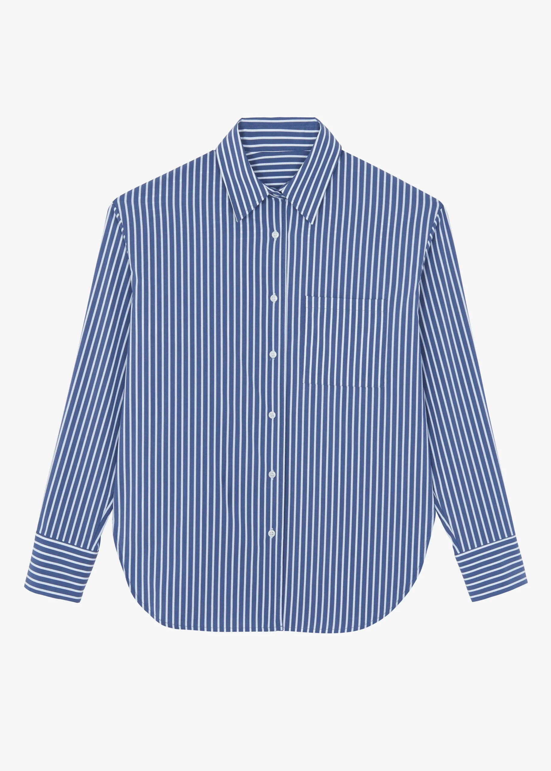 The Frankie Shop Lui Thin Stripe Shirt Navy Stripe Clearance