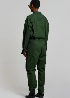 The Frankie Shop Lui Twill Overshirt Forest Green Discount