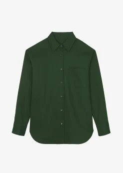 The Frankie Shop Lui Twill Overshirt Forest Green Discount