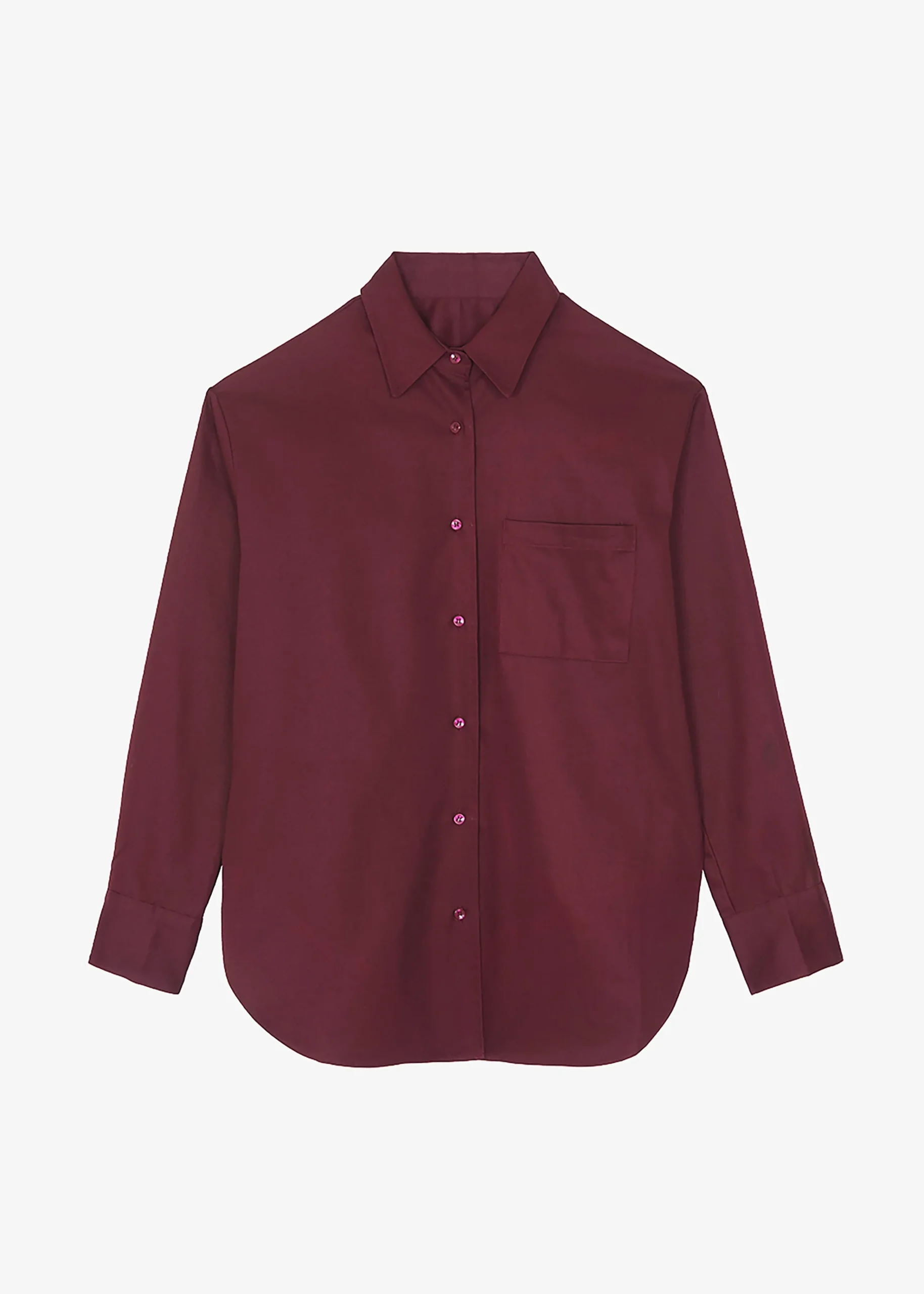 The Frankie Shop Lui Twill Overshirt Burgundy Hot