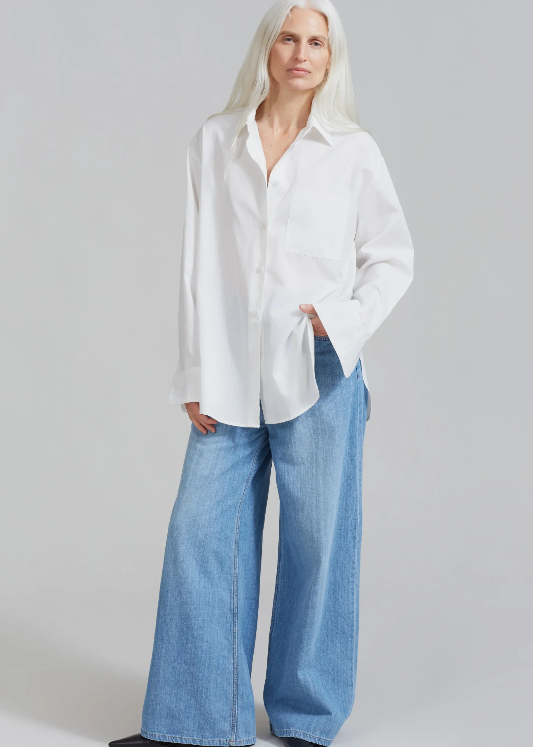 The Frankie Shop Lui White Shirt White Stripe New