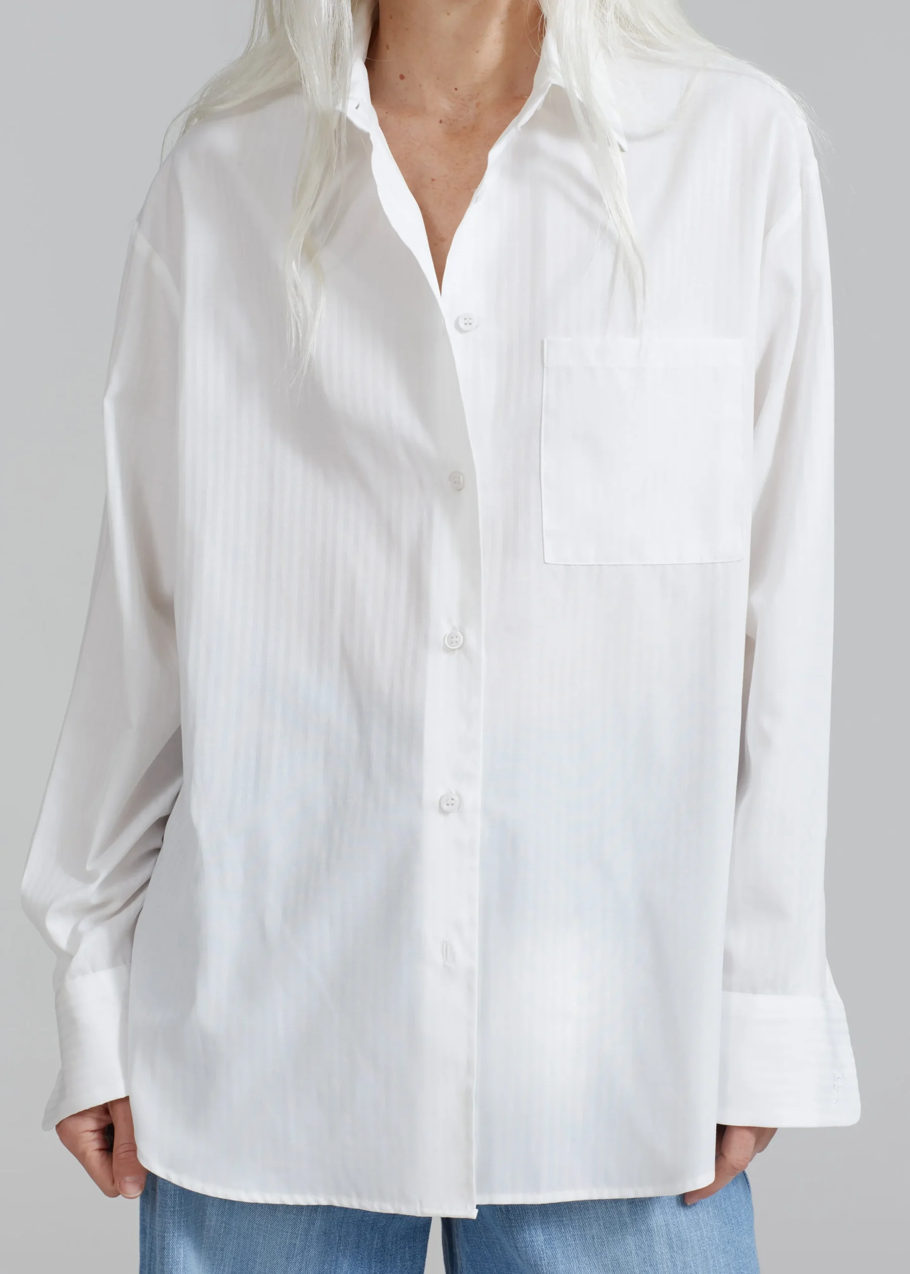 The Frankie Shop Lui White Shirt White Stripe New
