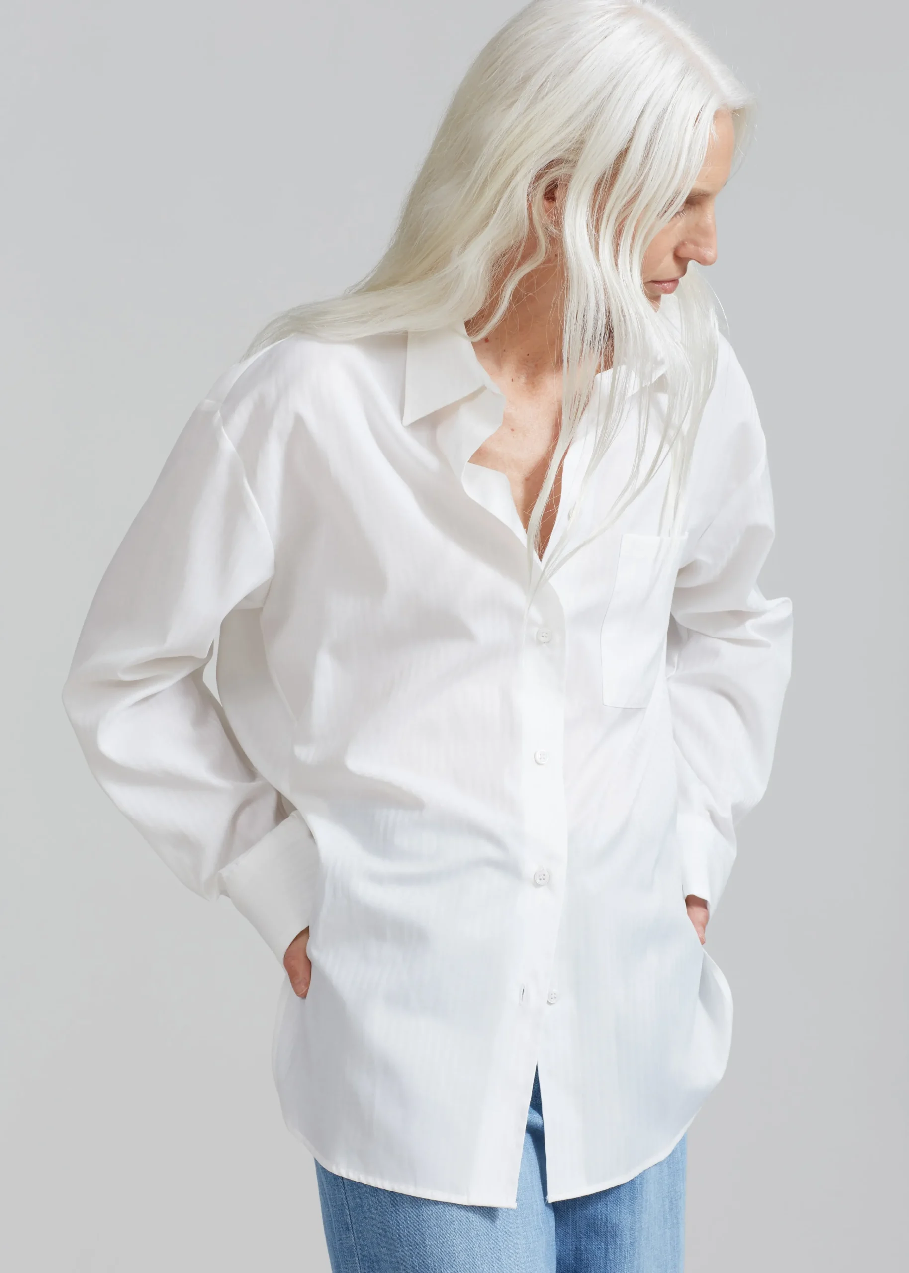 The Frankie Shop Lui White Shirt White Stripe New