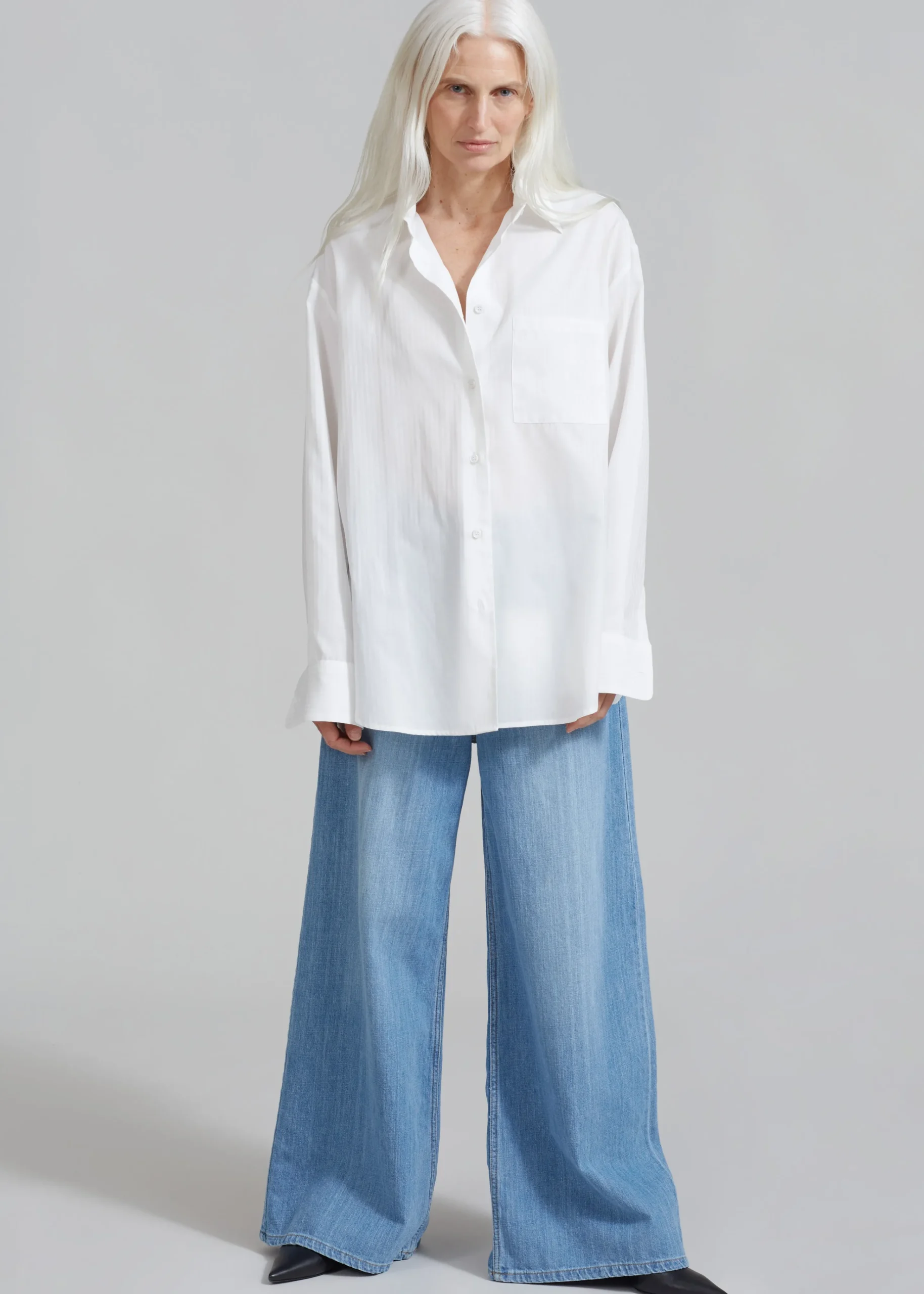 The Frankie Shop Lui White Shirt White Stripe New