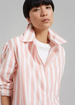 The Frankie Shop Lui Wide Stripes Shirt Pink Online