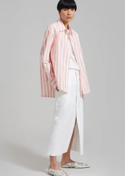 The Frankie Shop Lui Wide Stripes Shirt Pink Online