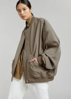 The Frankie Shop Lumi Bomber Jacket Dark Olive Clearance