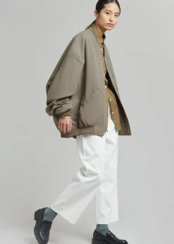 The Frankie Shop Lumi Bomber Jacket Dark Olive Clearance