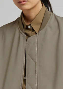 The Frankie Shop Lumi Bomber Jacket Dark Olive Clearance