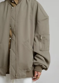 The Frankie Shop Lumi Bomber Jacket Dark Olive Clearance