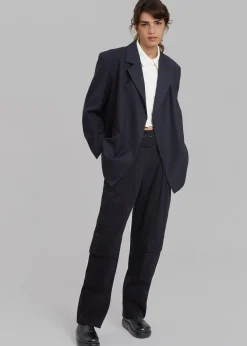 The Frankie Shop Lunat Belted Blazer Dark Navy Online
