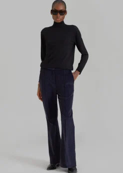 The Frankie Shop Lydian Corduroy Flare Pants Navy