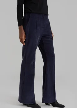 The Frankie Shop Lydian Corduroy Flare Pants Navy