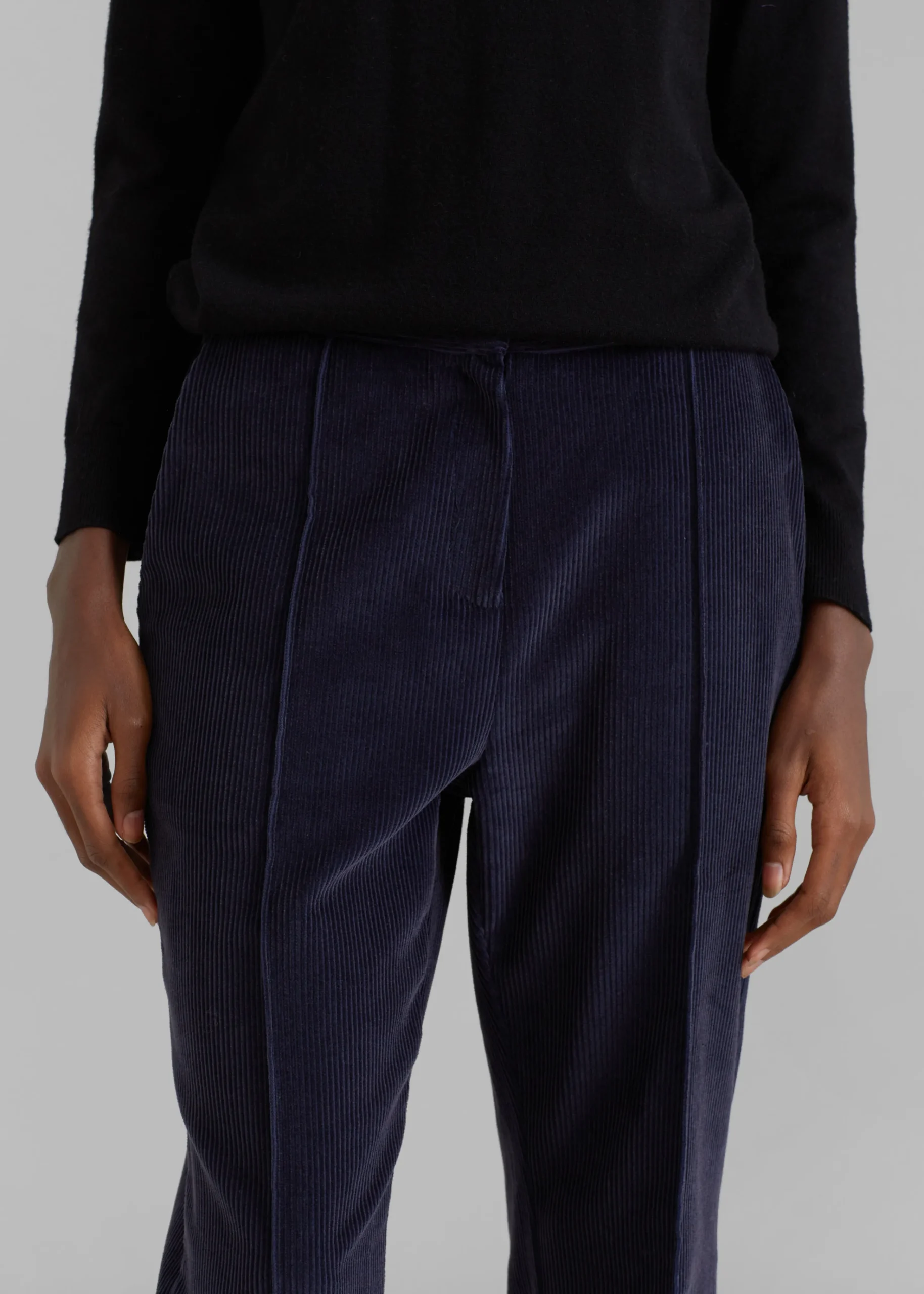The Frankie Shop Lydian Corduroy Flare Pants Navy