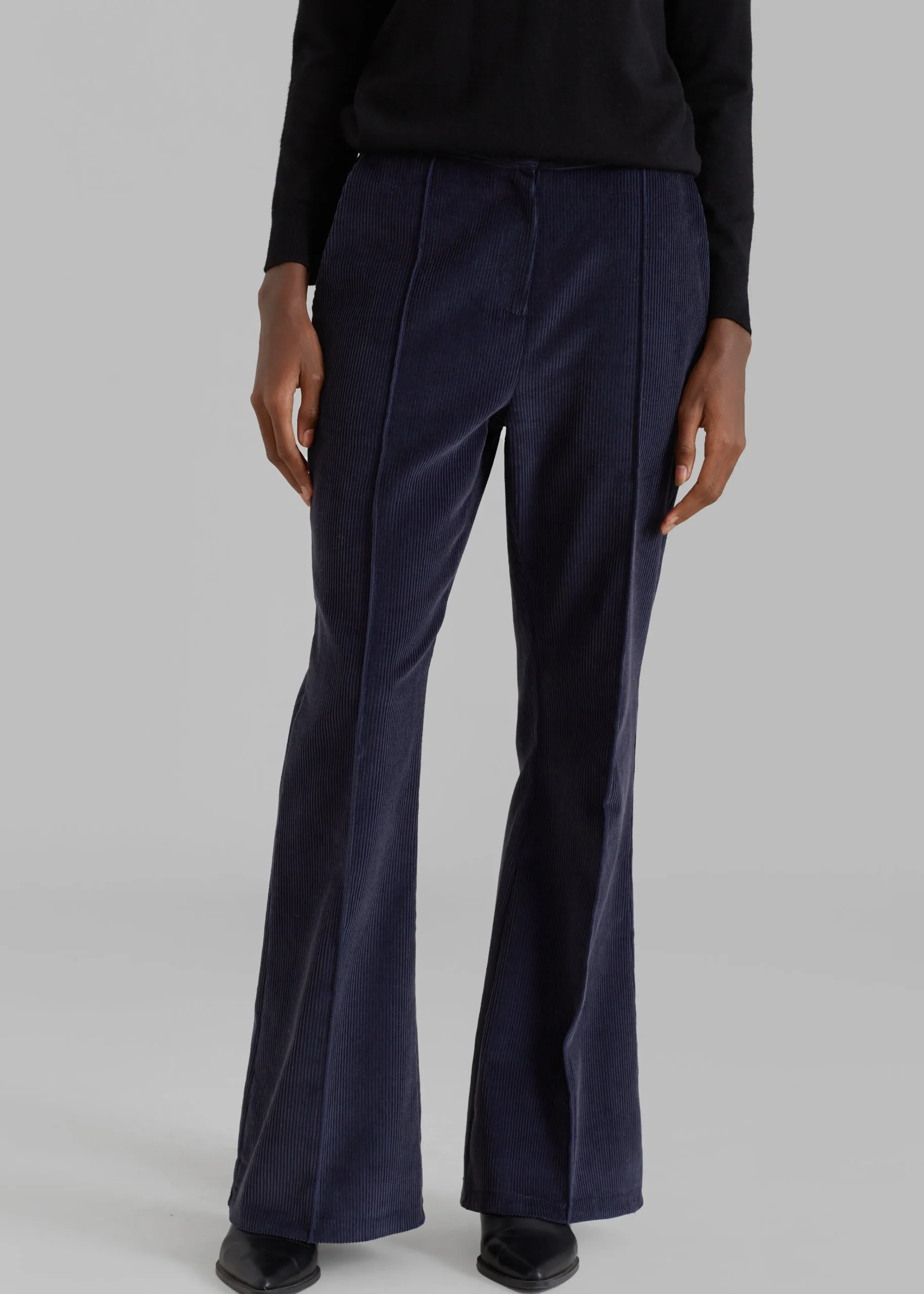 The Frankie Shop Lydian Corduroy Flare Pants Navy