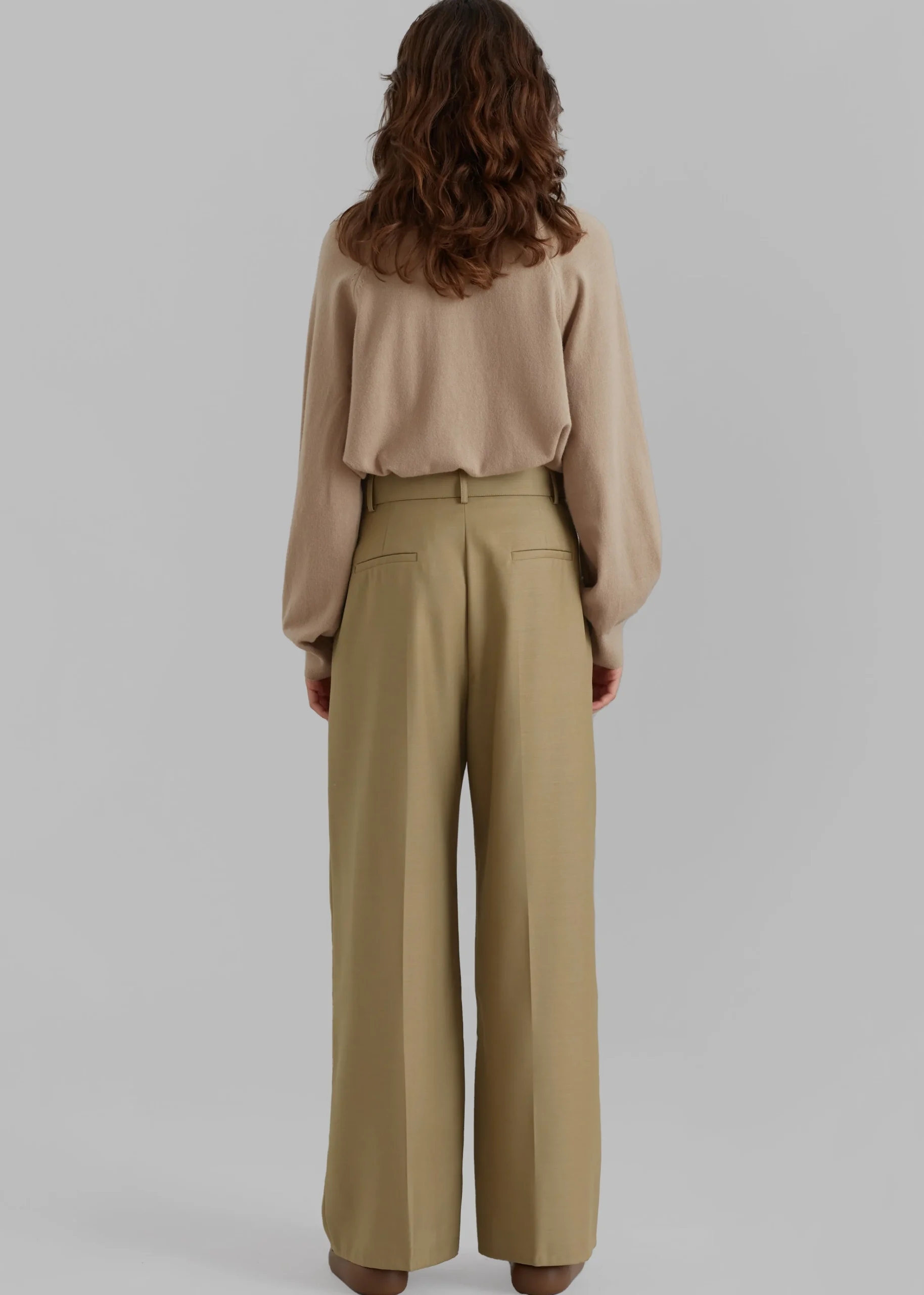 The Frankie Shop Lyxe Belted Pants Taupe Hot
