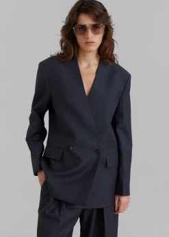 The Frankie Shop Lyxe Collarless Blazer Charcoal Discount