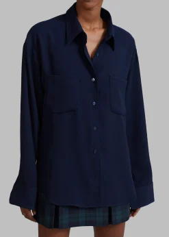 The Frankie Shop Macie Pocket Shirt Navy Outlet