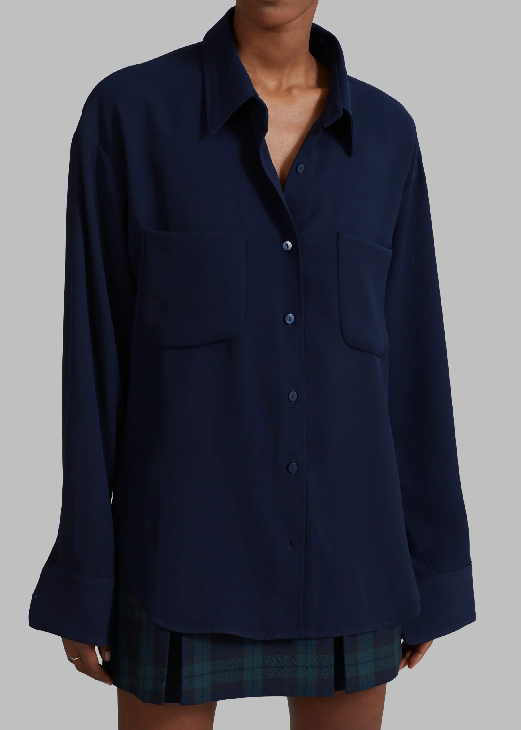 The Frankie Shop Macie Pocket Shirt Navy Outlet