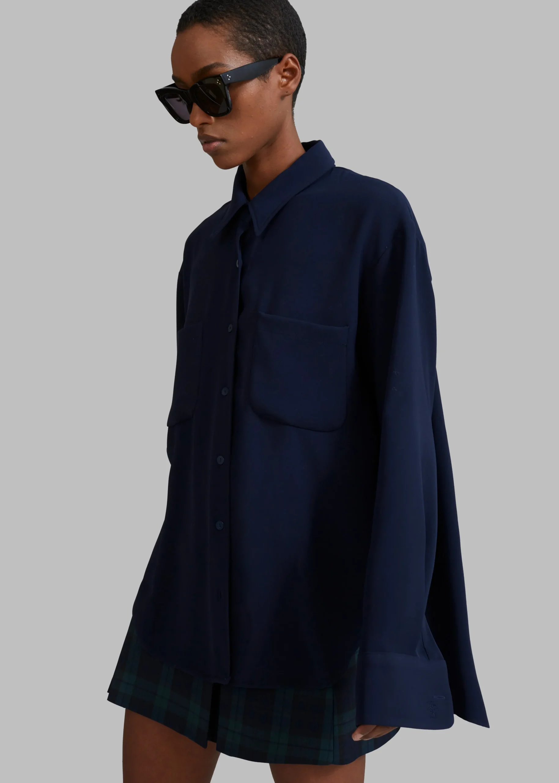 The Frankie Shop Macie Pocket Shirt Navy Outlet