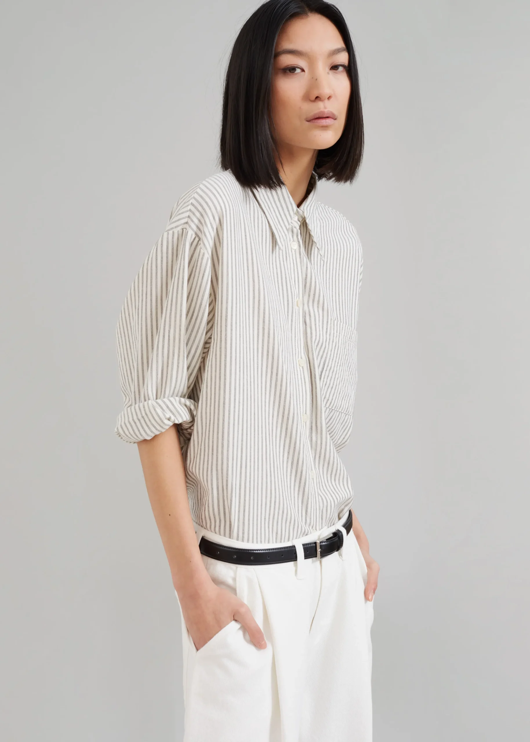 The Frankie Shop Madelen Shirt Charcoal Stripe