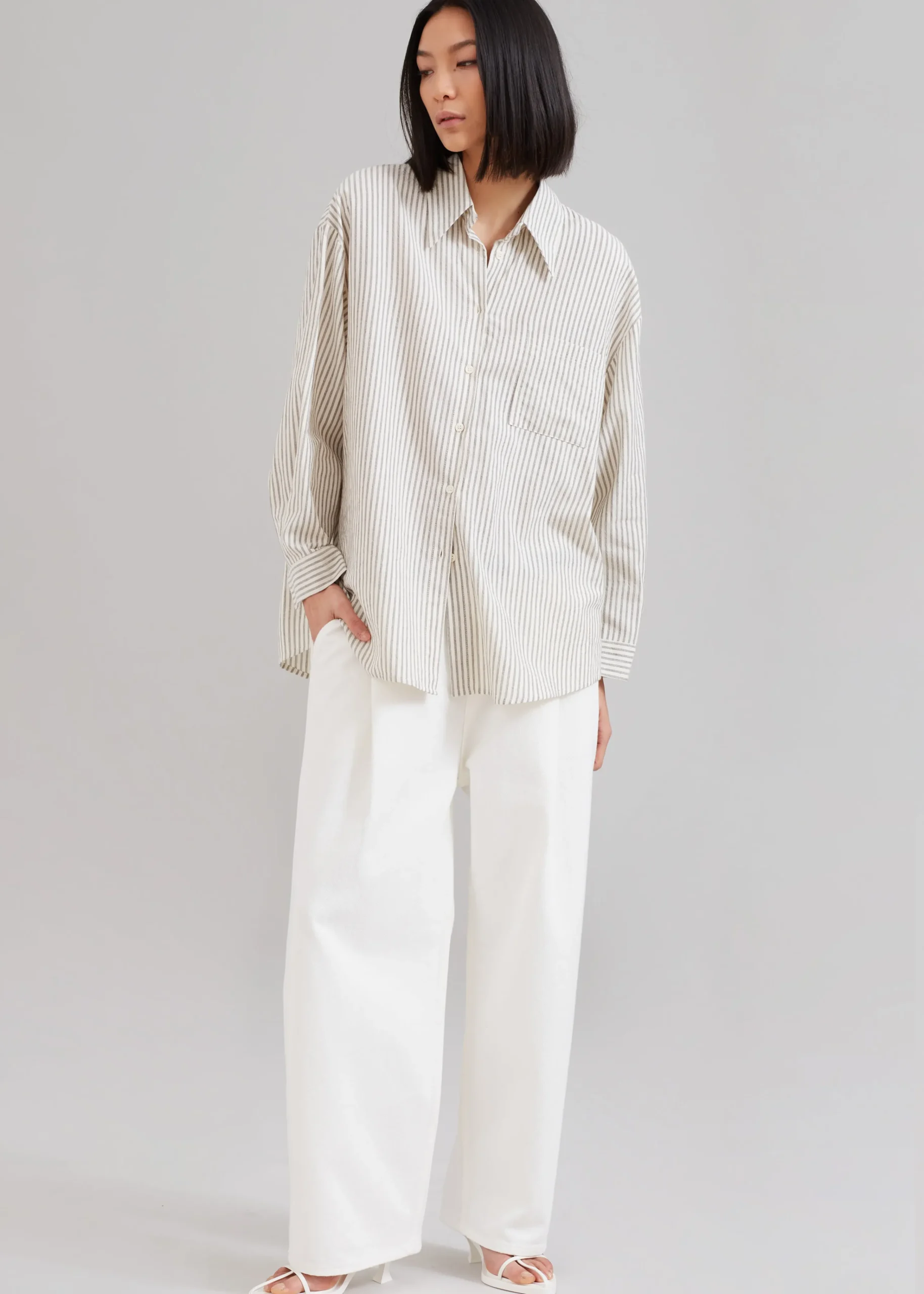 The Frankie Shop Madelen Shirt Charcoal Stripe