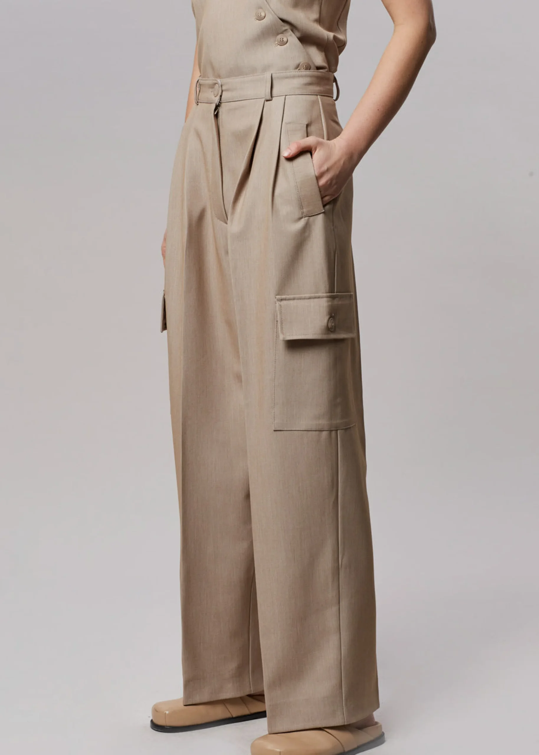 The Frankie Shop Maesa Cargo Pants Taupe Melange Hot