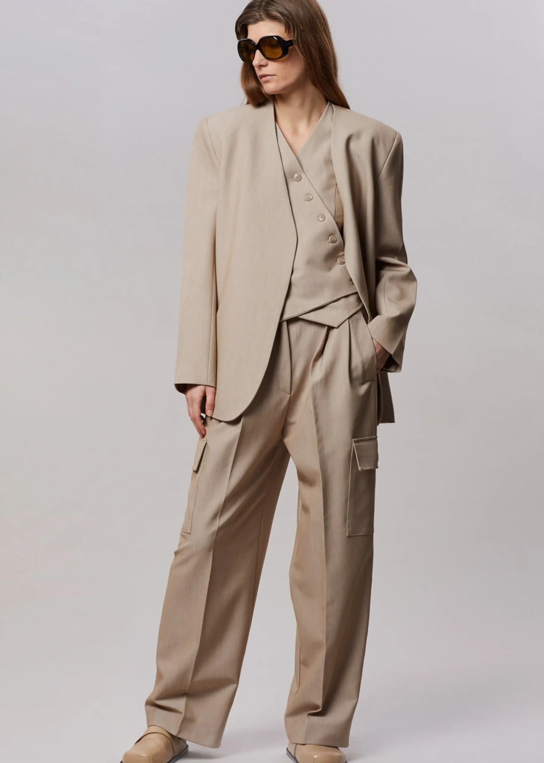 The Frankie Shop Maesa Cargo Pants Taupe Melange Hot