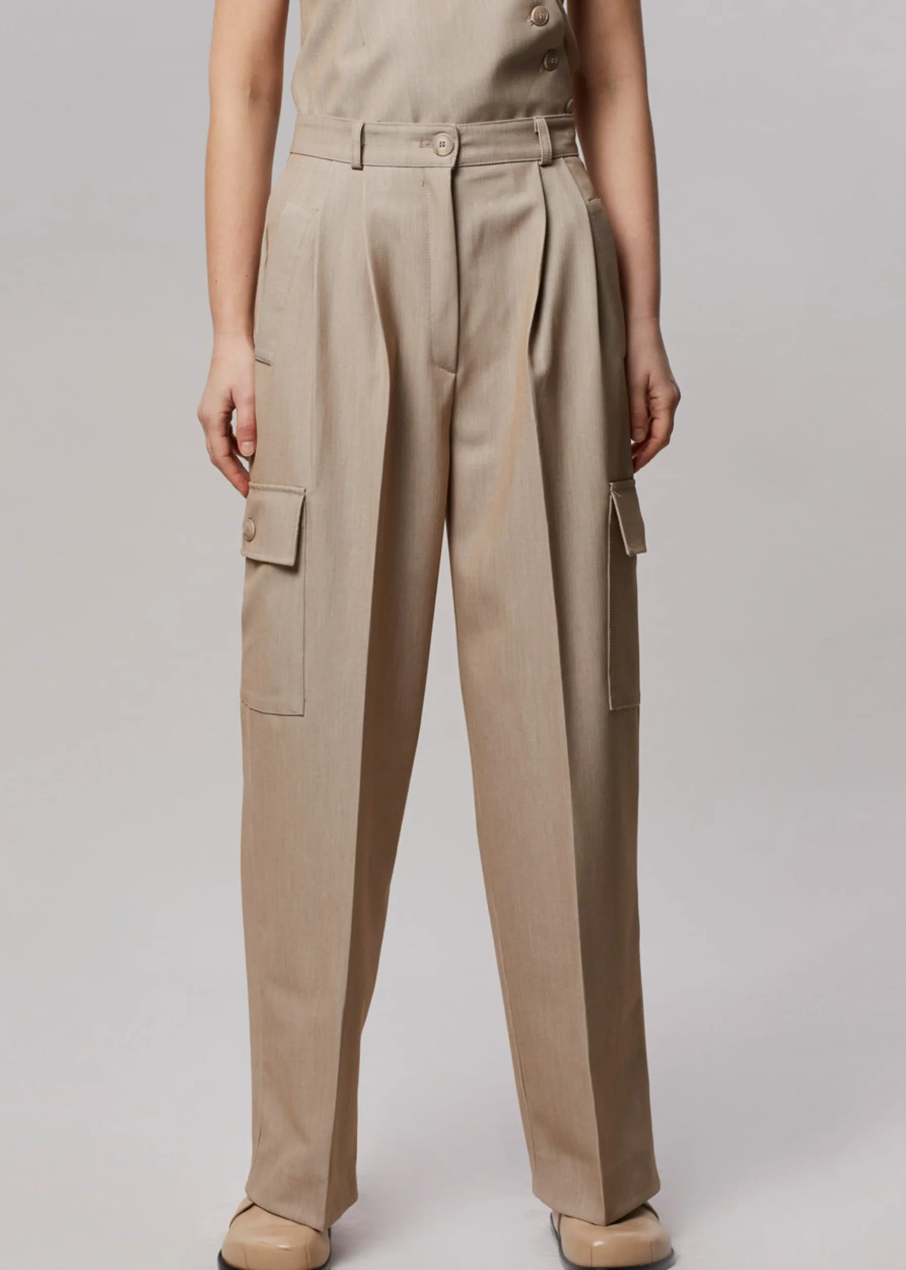 The Frankie Shop Maesa Cargo Pants Taupe Melange Hot