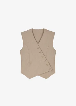 The Frankie Shop Maesa Cross Vest Taupe Melange Hot
