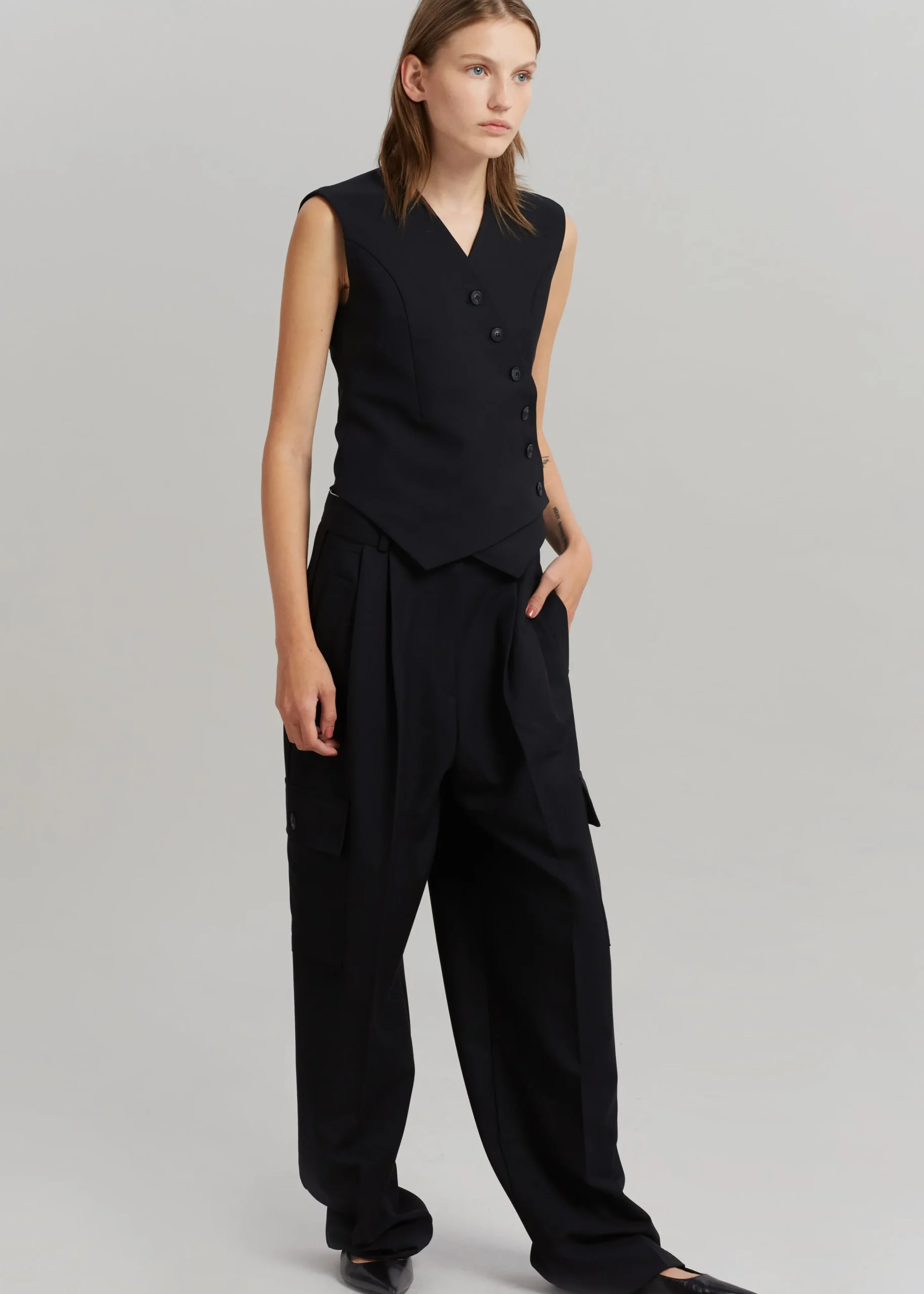 The Frankie Shop Maesa Cross Vest Black Best