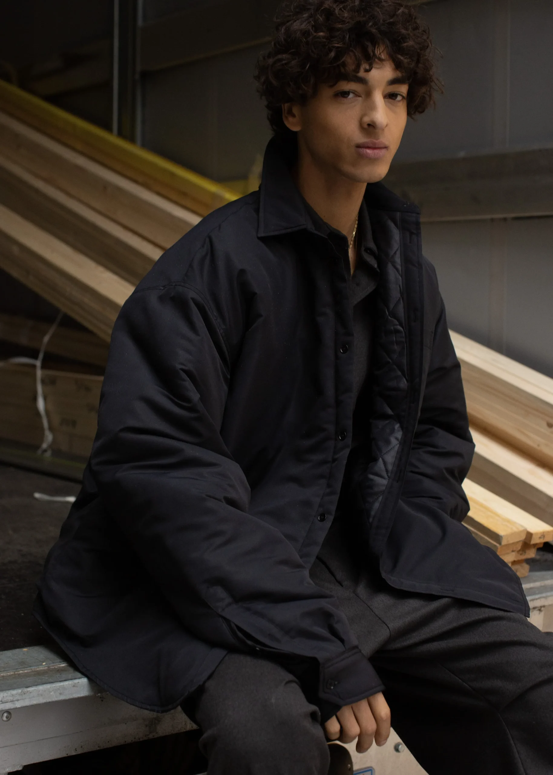 The Frankie Shop Maine Padded Shirt Jacket Black Best