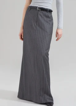 The Frankie Shop Malvo Long Pencil Skirt Grey Pinstripe Outlet