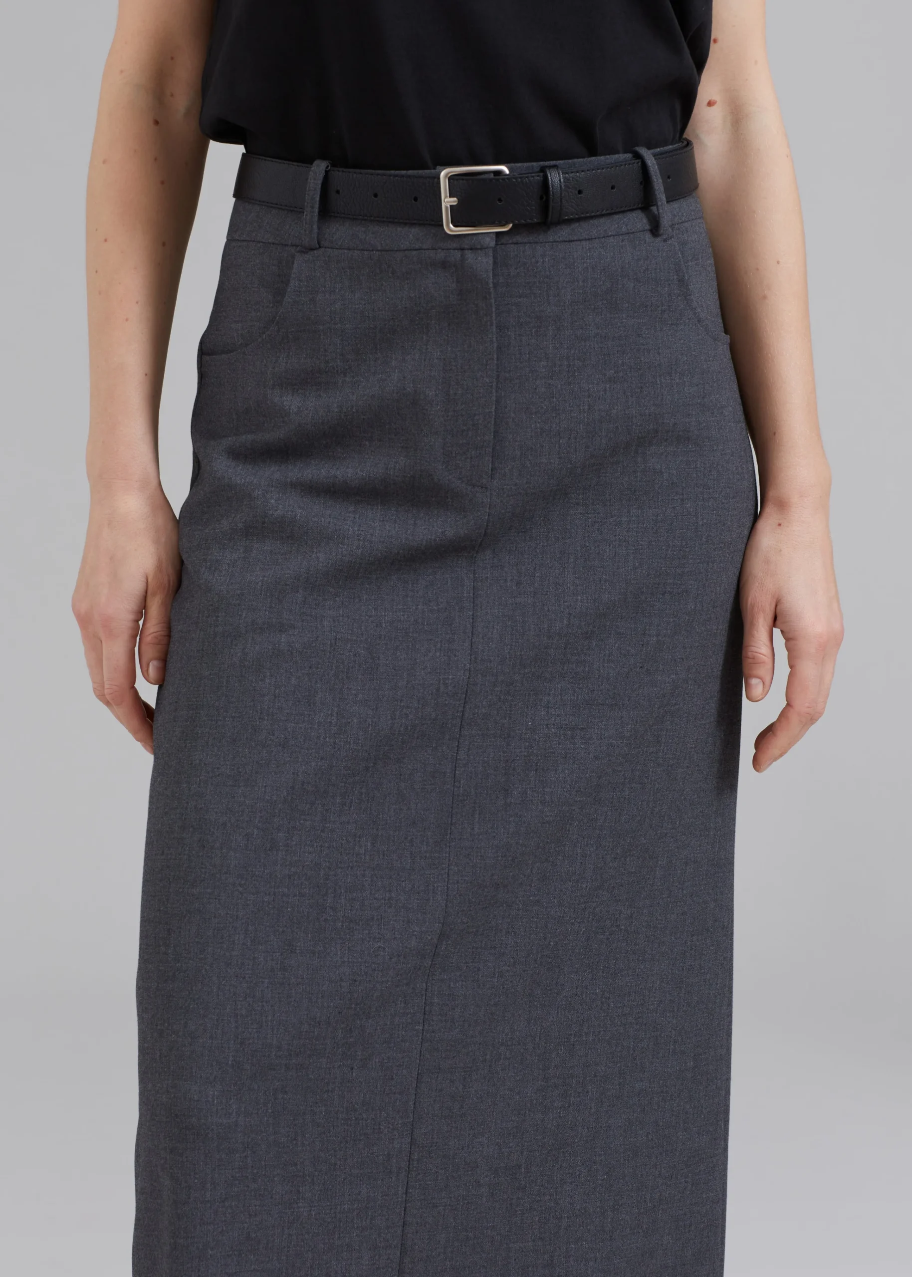 The Frankie Shop Malvo Long Pencil Skirt Charcoal Online