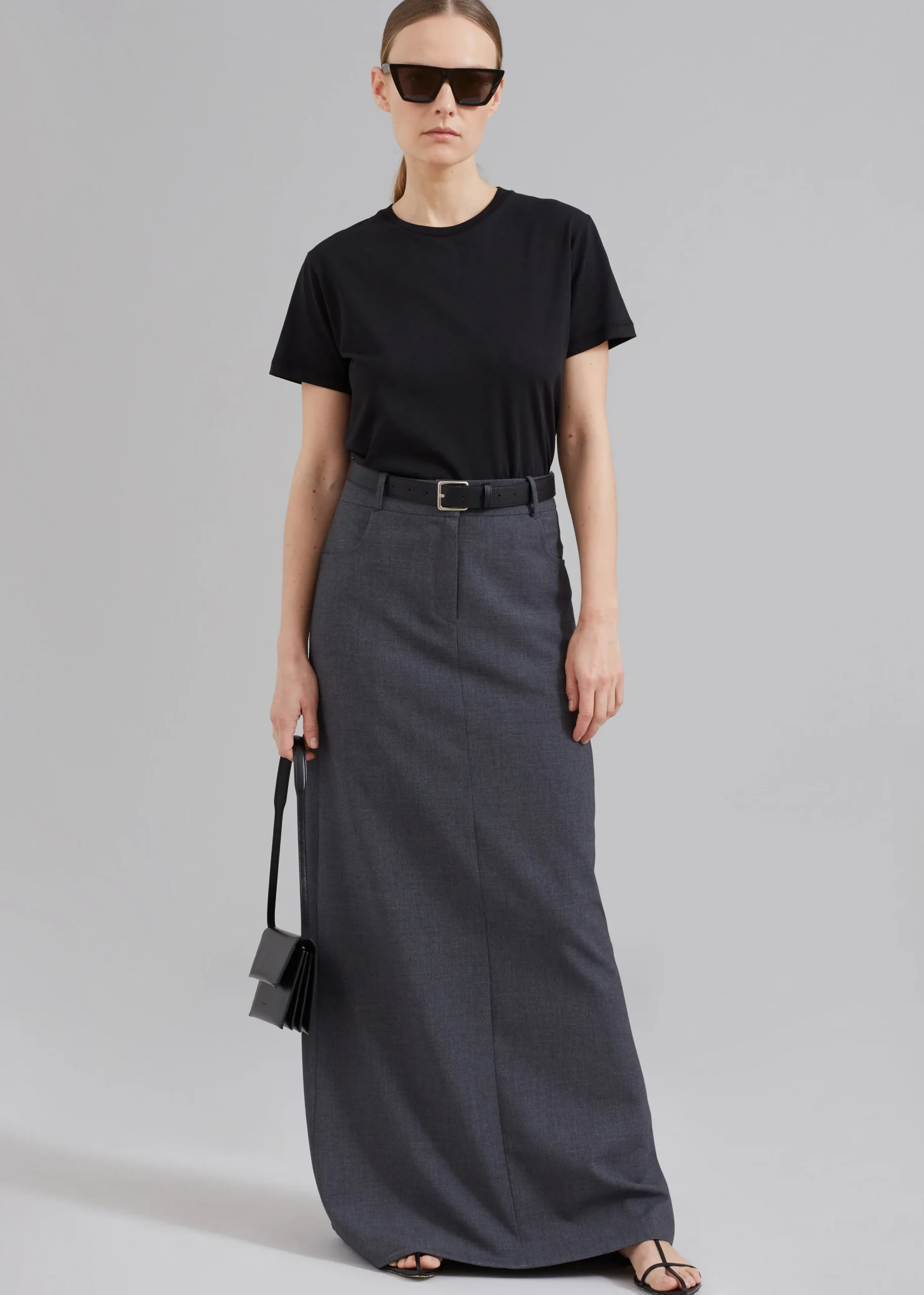 The Frankie Shop Malvo Long Pencil Skirt Charcoal Online
