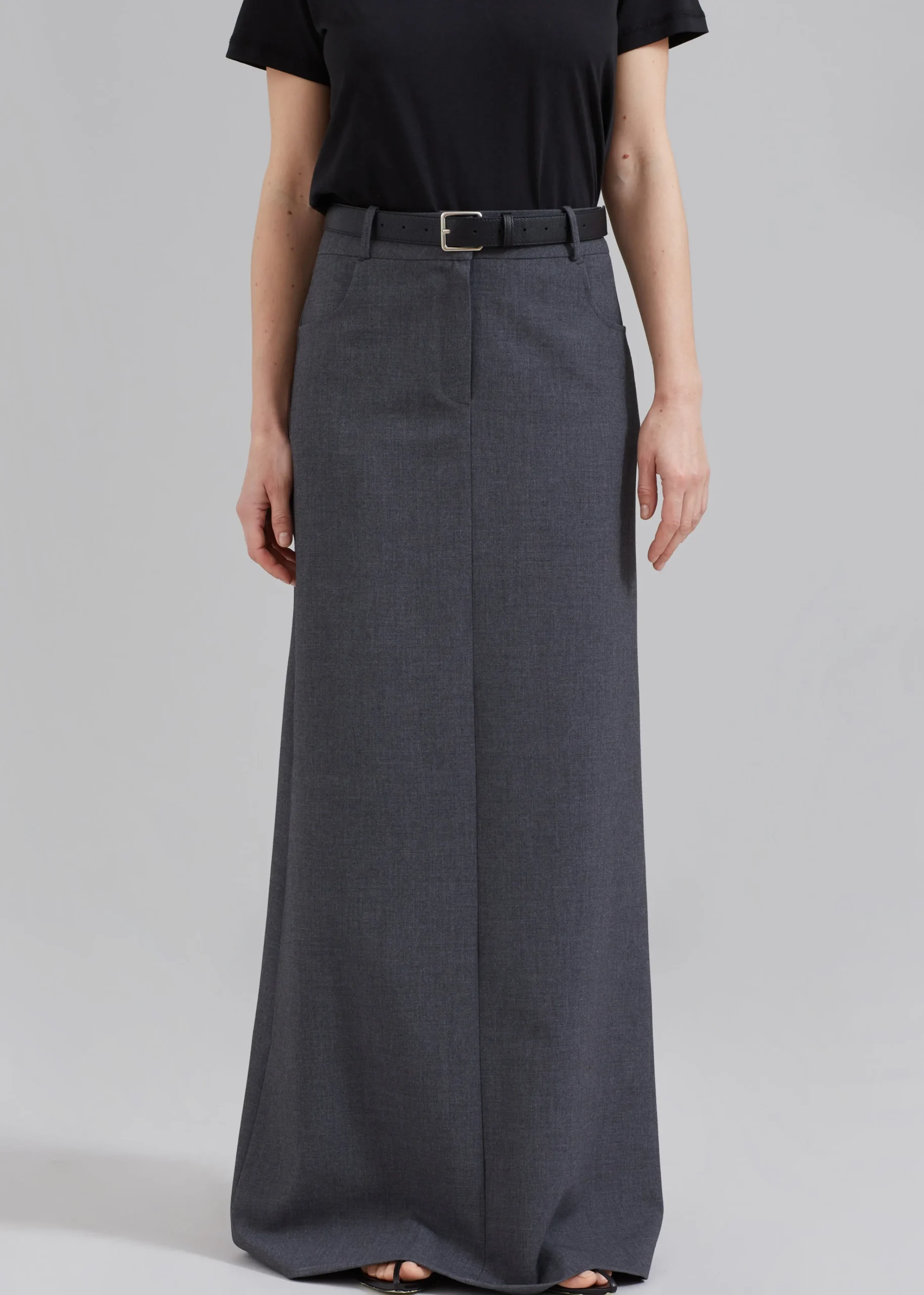 The Frankie Shop Malvo Long Pencil Skirt Charcoal Online