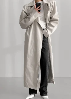 The Frankie Shop Marisol Box Shoulder Trench Bone Sale