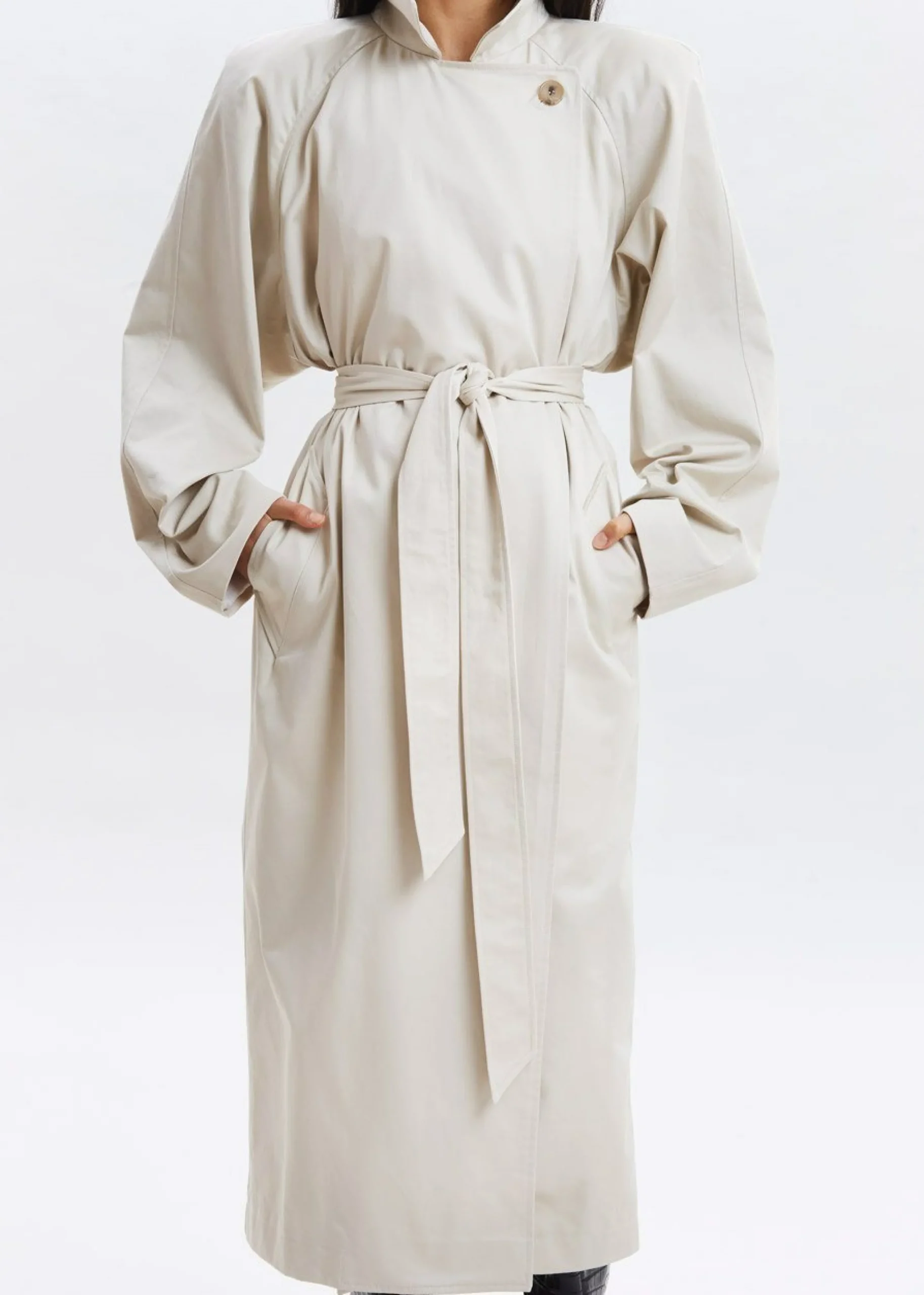 The Frankie Shop Marisol Box Shoulder Trench Bone Sale