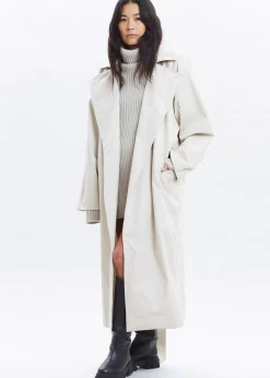 The Frankie Shop Marisol Box Shoulder Trench Bone Sale