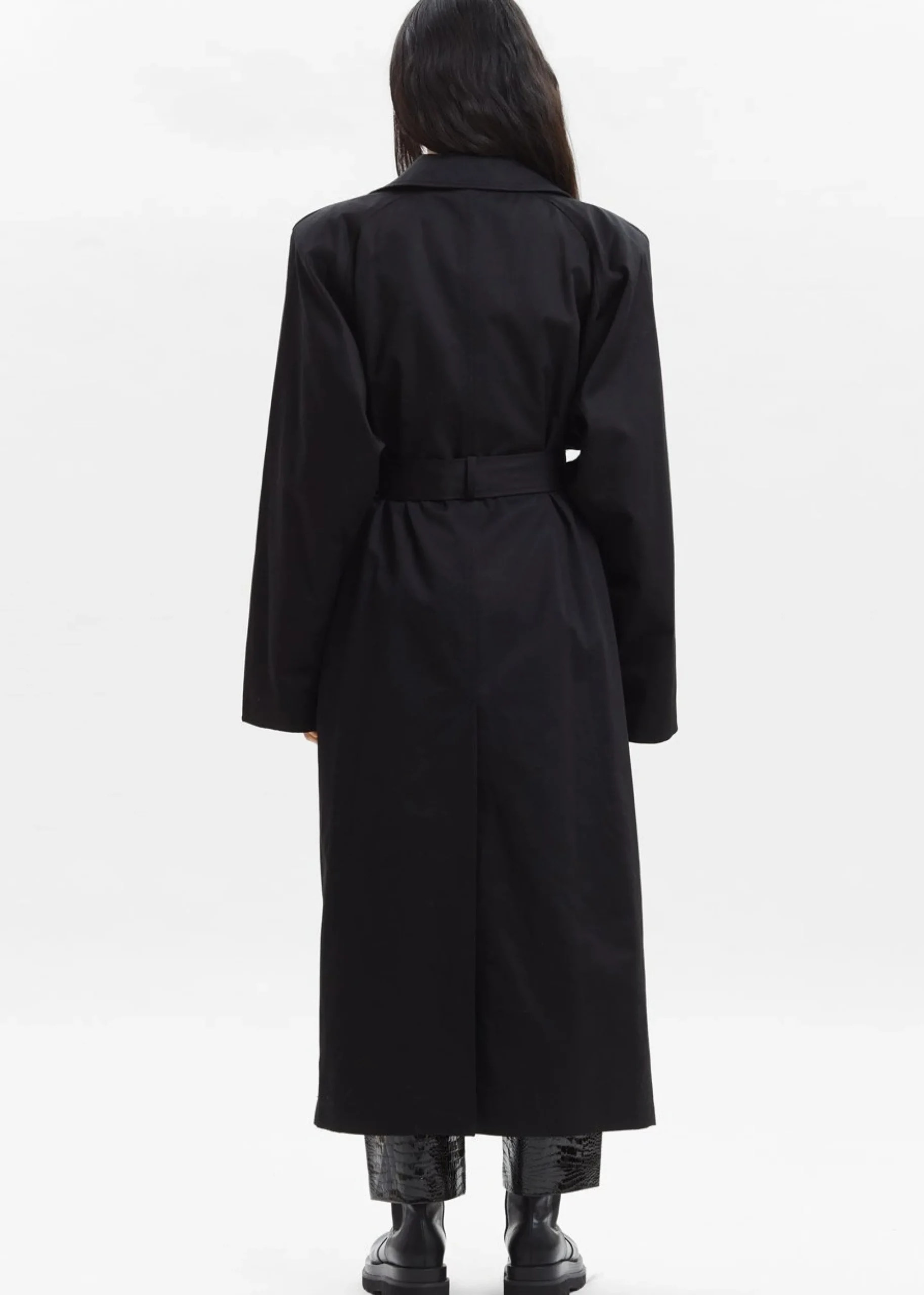 The Frankie Shop Marisol Box Shoulder Trench Black Outlet